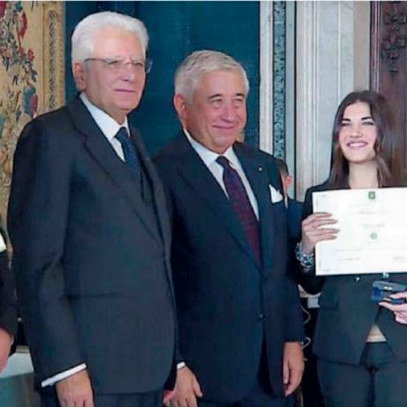Sofia Zanetti con il presidente Mattarella