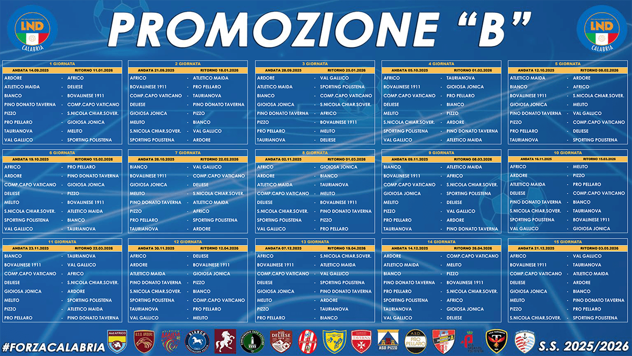 Eccellenza E Promozione Calabrese Presentati I Calendari 2025 2026 Calendario Promozione B Ok 