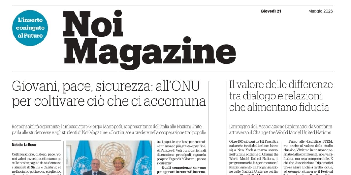 noi magazine chiude la stagione con l8217intervista all8217ambasciatore onu marrapodi che ha ricevuto le scuole a new york nel segno del dialogo tra i popoli da Feedpress.me noi magazine chiude la stagione con l8217intervista all8217ambasciatore onu marrapodi che ha ricevuto le scuole a new york nel segno del dialogo tra i popoli