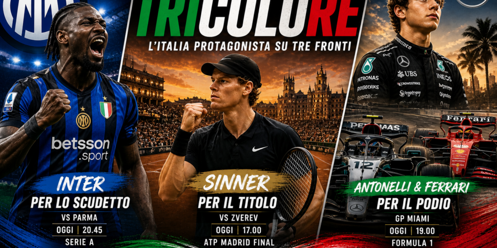 Domenica tricolore: Inter per lo scudetto, Sinner da record e l’Italia sogna anche in Formula 1